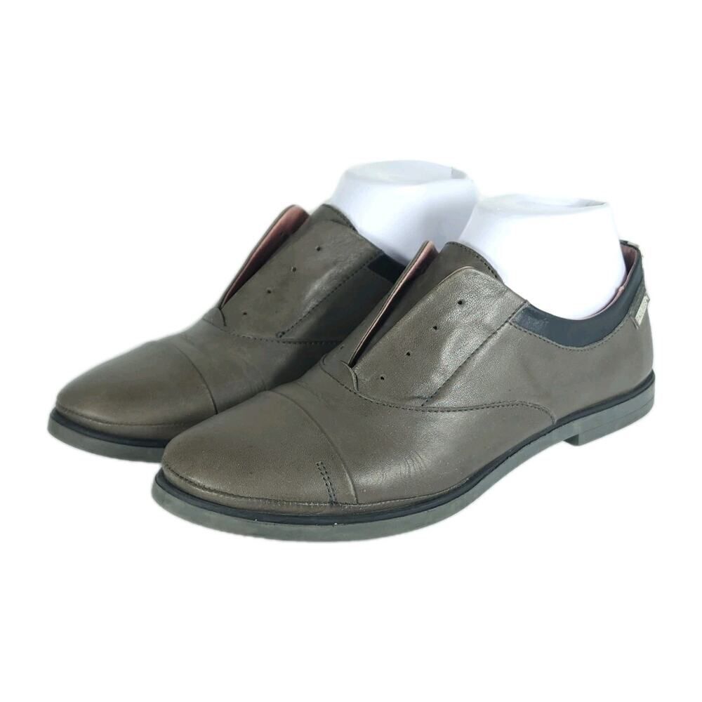 PIKOLINOS Women's Pyrgos US8,5 EU39 Gray Leather Laceless Slip-On Flat Oxford